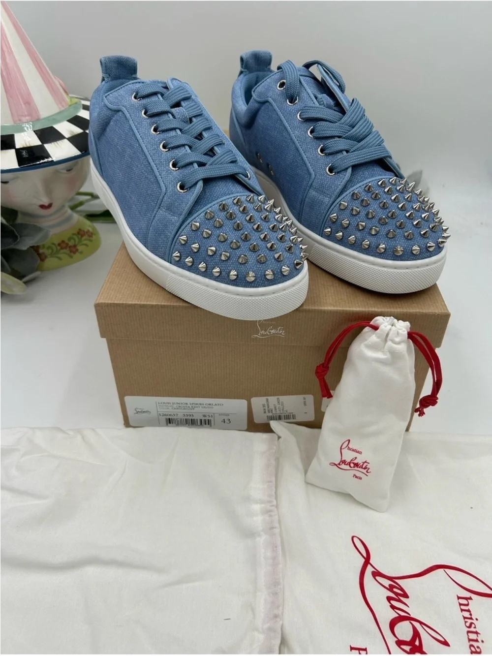 Men’s Christian Louboutin, Louis Jr, ORLATO Spike sneaker size 43 made in Italy